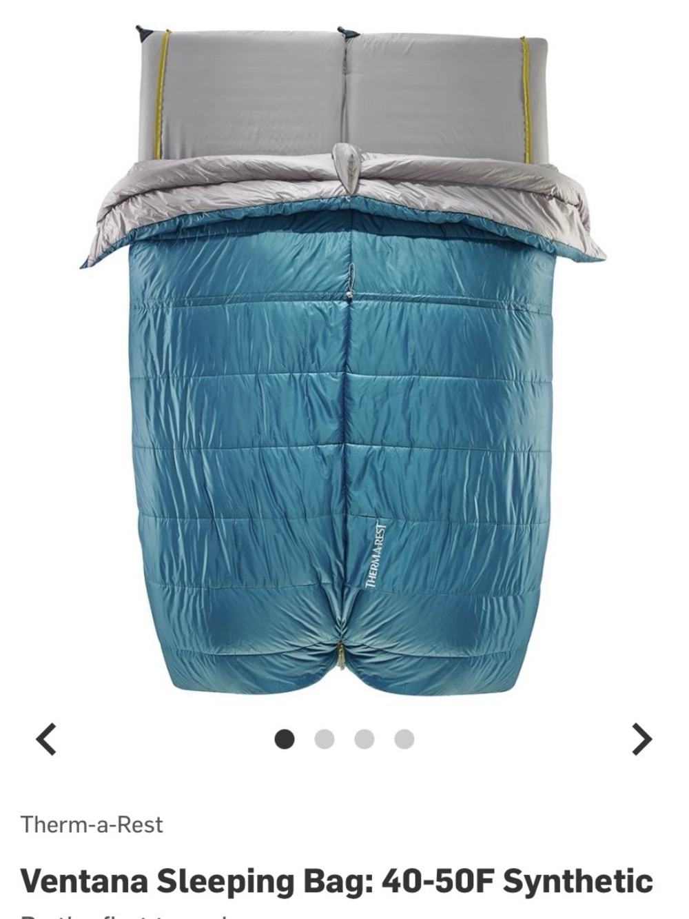Therm-A-Rest Ventana Sleeping Bag: 40-50F Synthetic 2 In 1 System Excellent